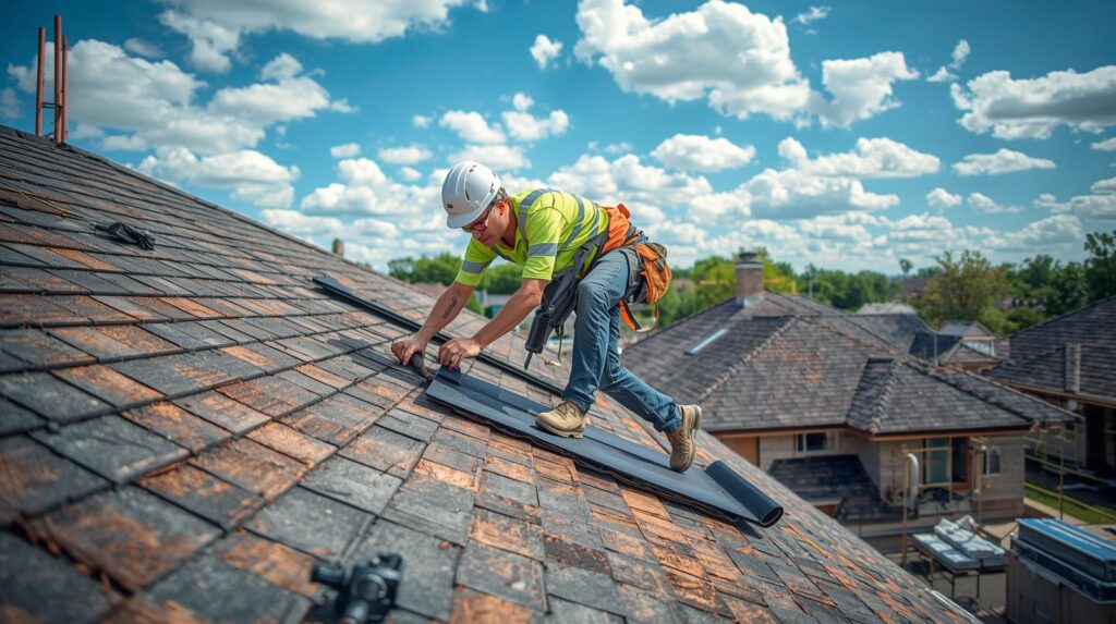 genere des images montrant un couvreur en pleine renovation de toit sur un chantier.jpg
