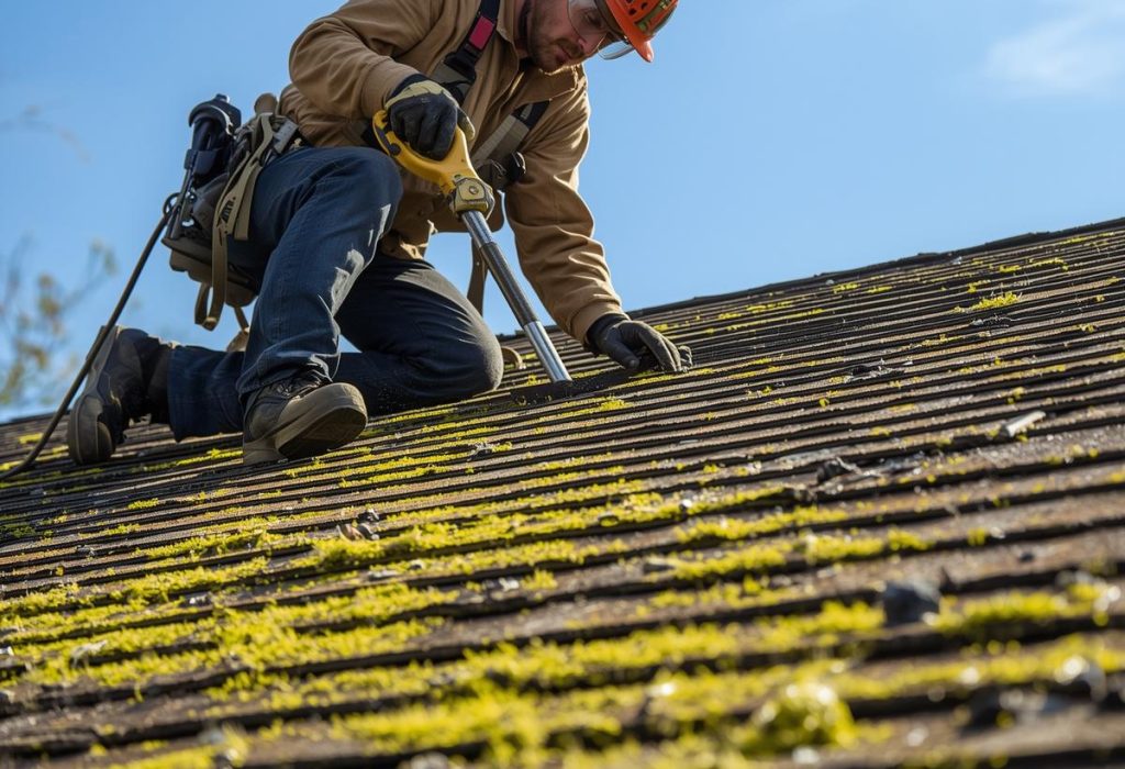 genere limage dun couvreur en plein chantier de demoussage dun toit.jpg